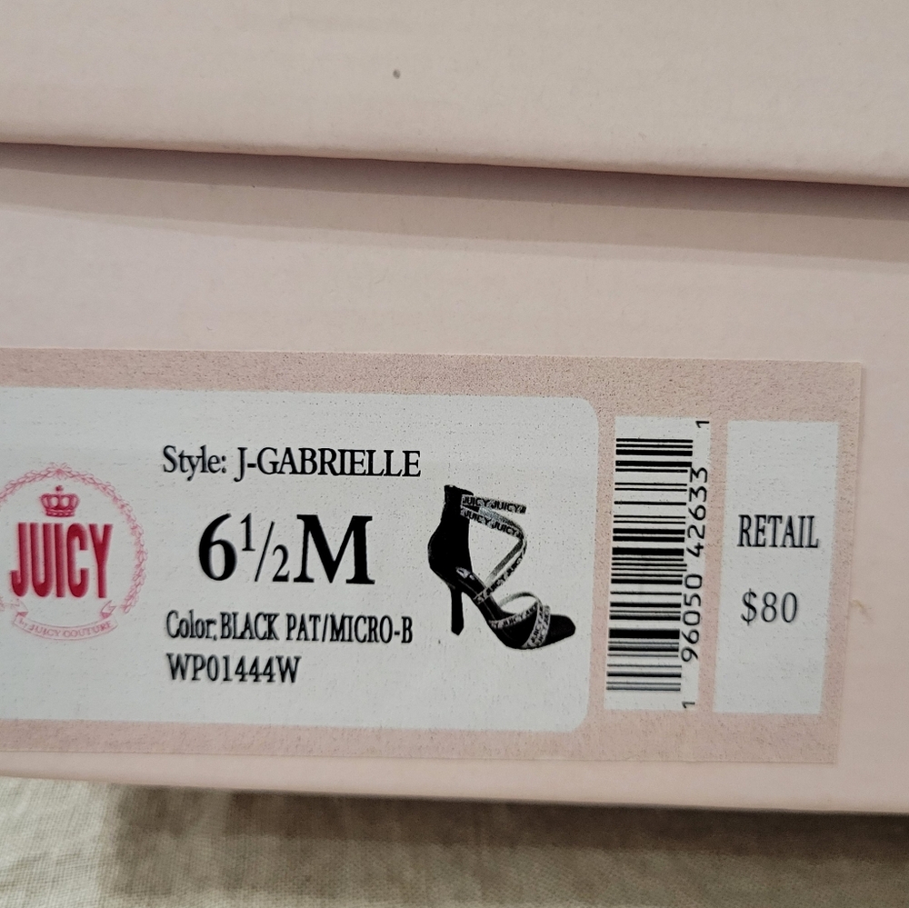 Juicy Couture Gabrielle sliver and black strappy heels NIB  Sz 6.5 - Picture 7 of 7